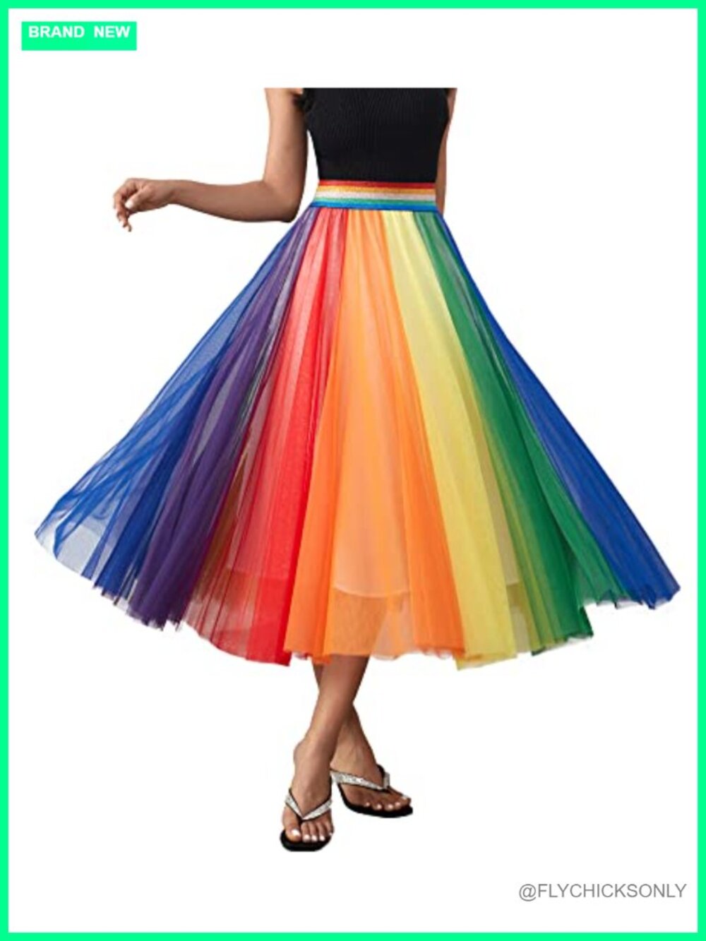 Pleated Long Tulle Midi Skirt High Elastic Waist A-Line
